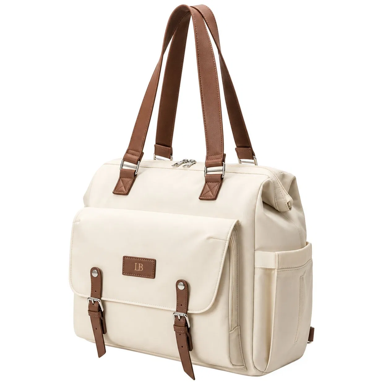 Convertible Nylon Diaper Backpack Tote with Shoe Compartment and Bottle Pocket