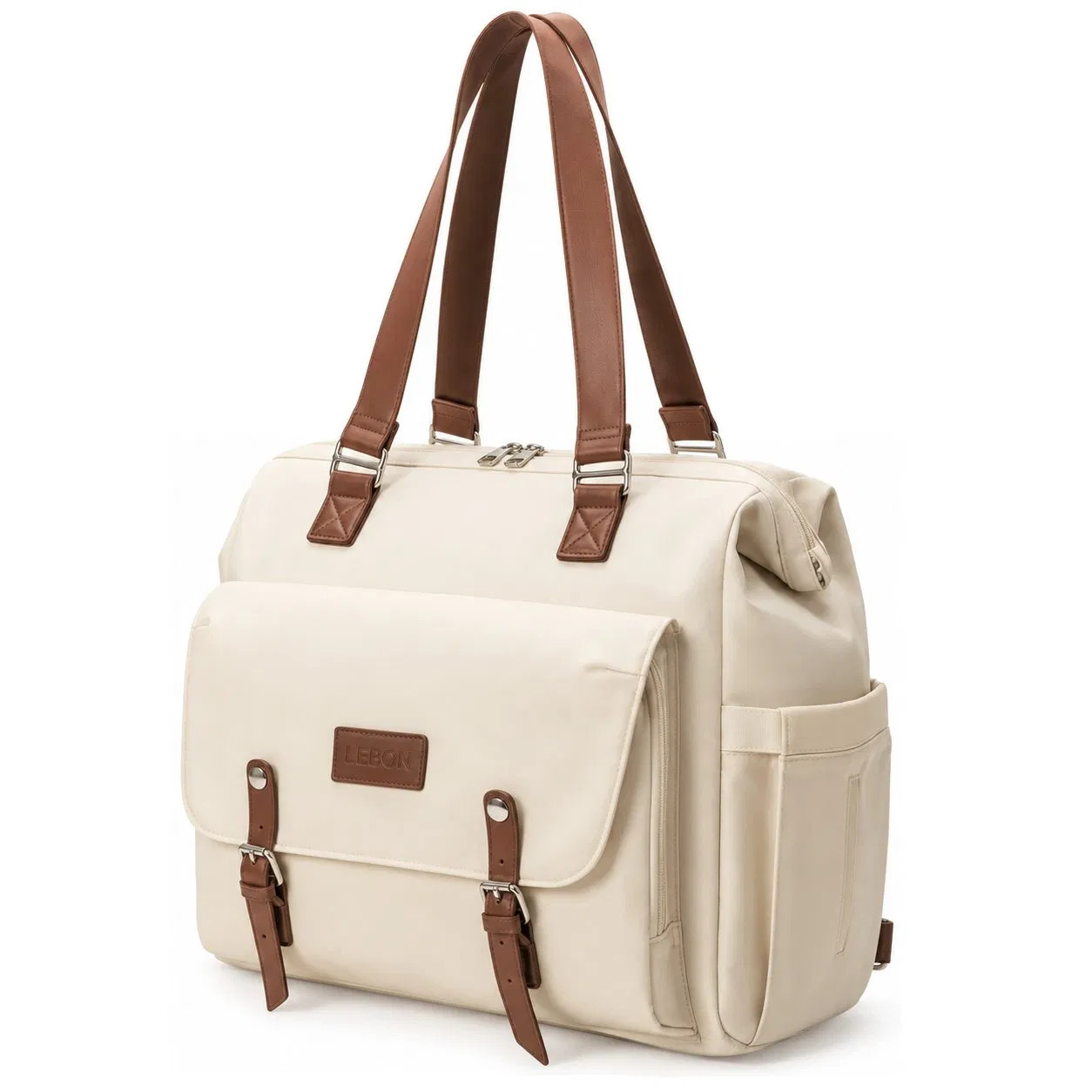 Convertible Nylon Diaper Bag with Laptop Compartment and Luggage Strap
