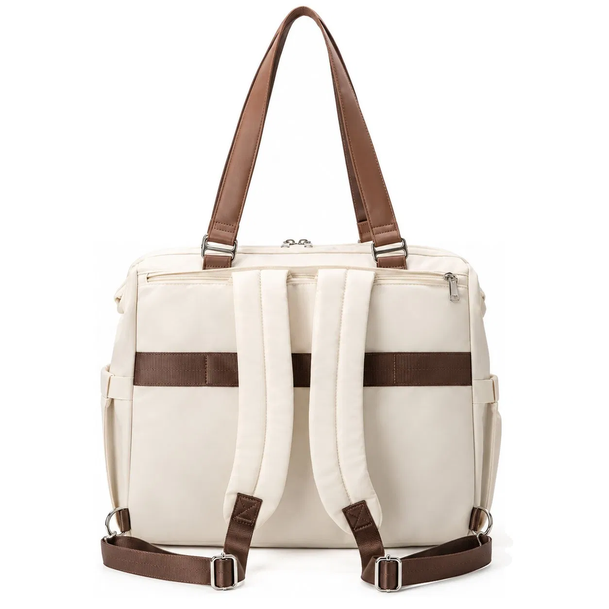 Convertible Nylon Diaper Bag with Laptop Compartment and Luggage Strap