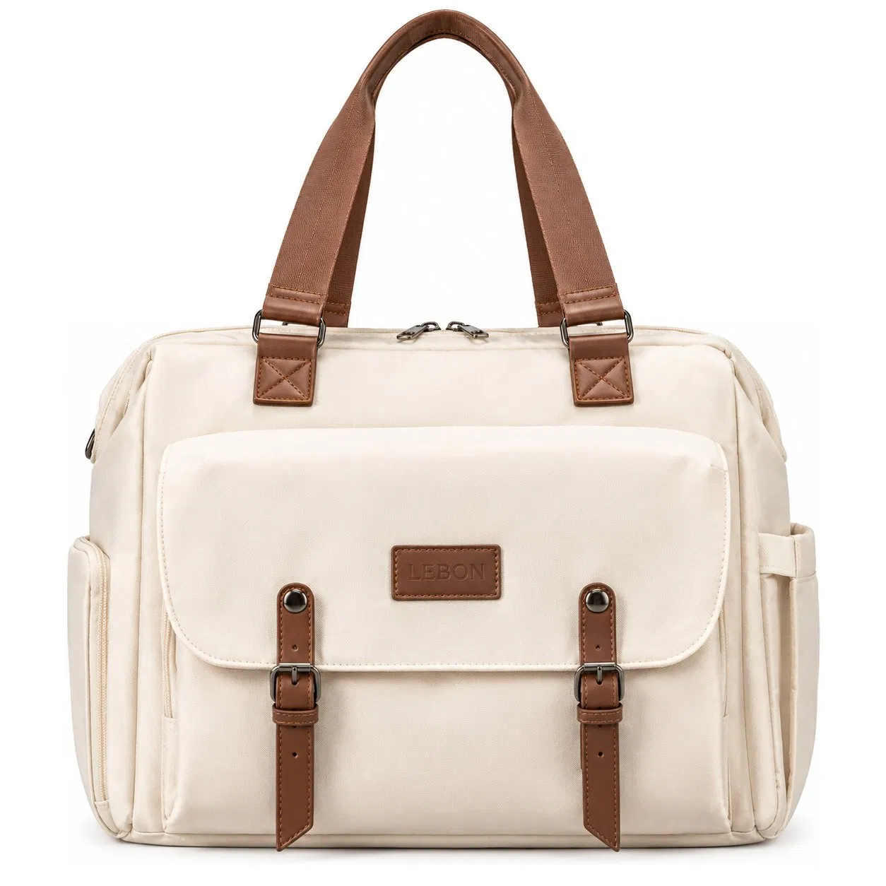 Convertible Nylon Diaper Bag with Laptop Compartment and Luggage Strap