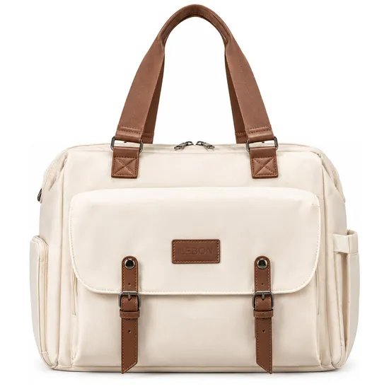 Convertible Nylon Diaper Bag with Laptop Compartment and Luggage Strap
