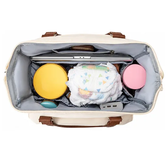 Convertible Nylon Diaper Bag with Laptop Compartment and Luggage Strap