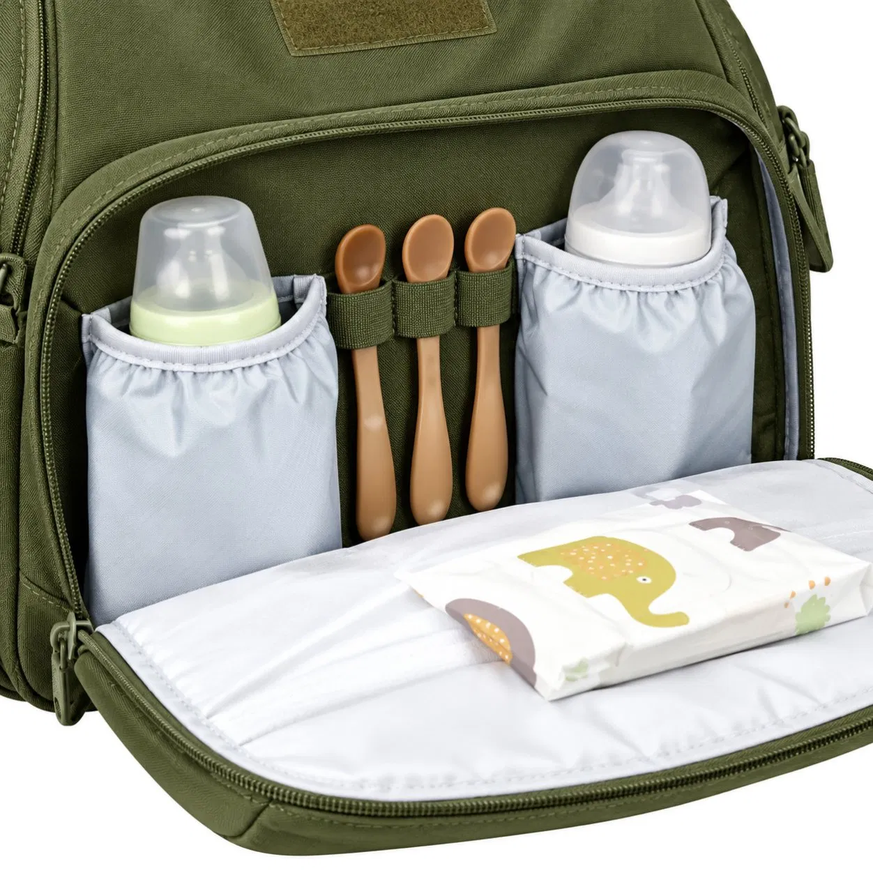 Convertible Nylon Diaper Tote Backpack with Insulated Bottle Holders