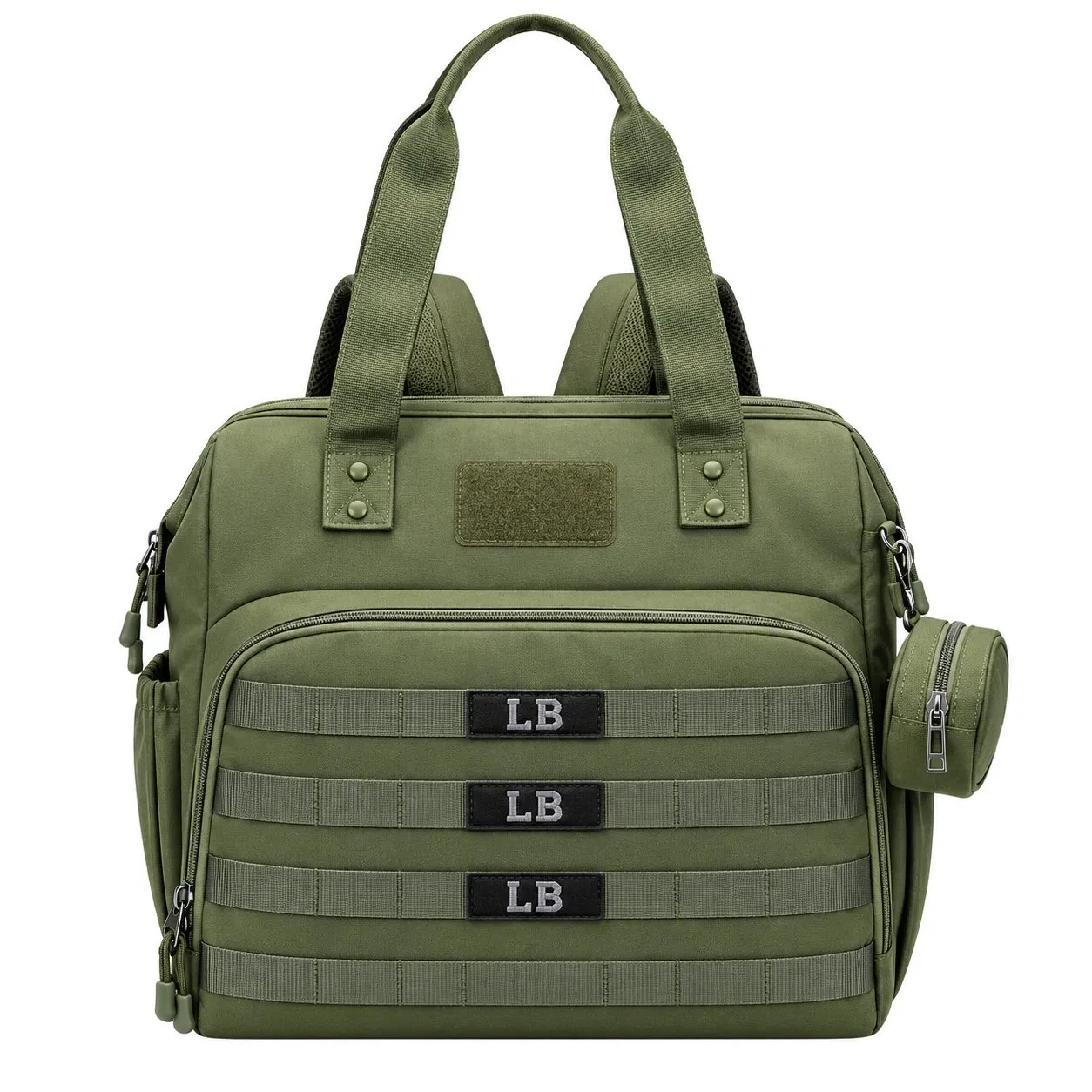 Convertible Nylon Diaper Tote Backpack with Insulated Bottle Holders