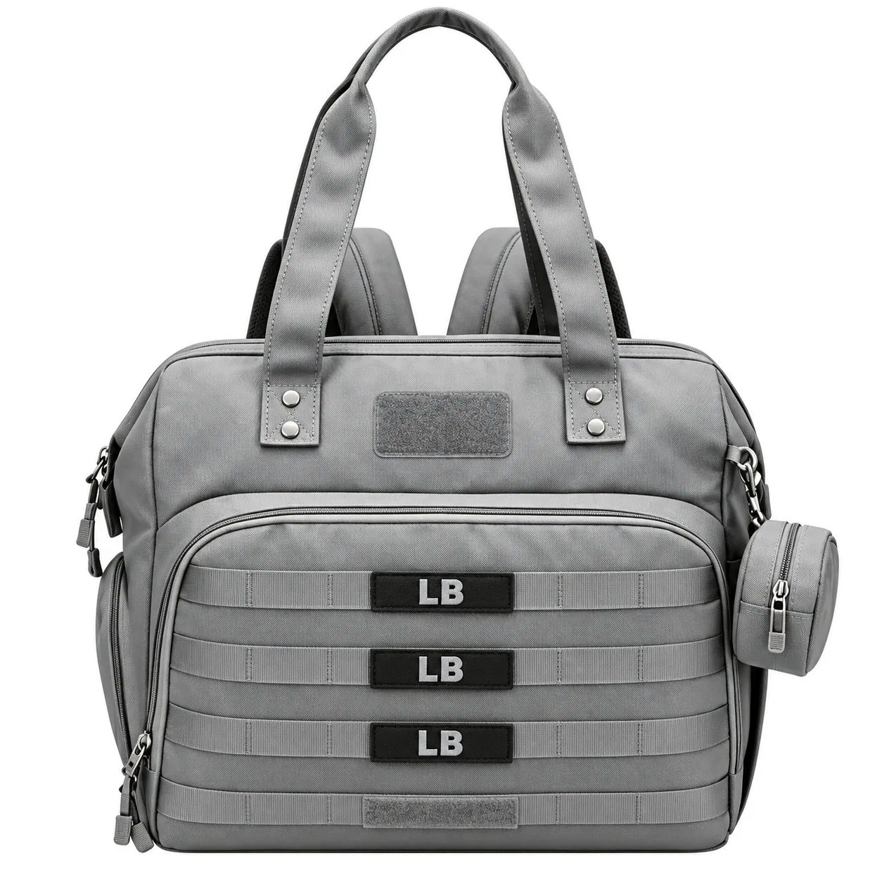 Convertible Nylon Diaper Tote Backpack with Insulated Bottle Holders