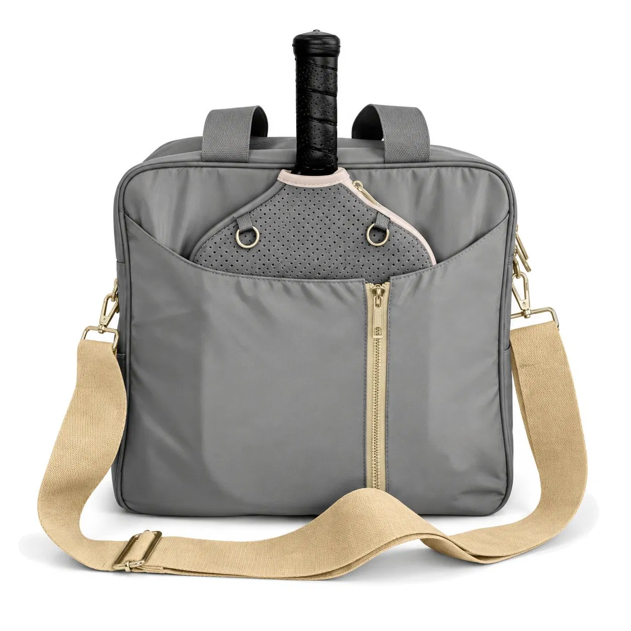 Nylon Pickleball Paddle Tote Bag with Insulated Pocket and Removable Shoe Bag
