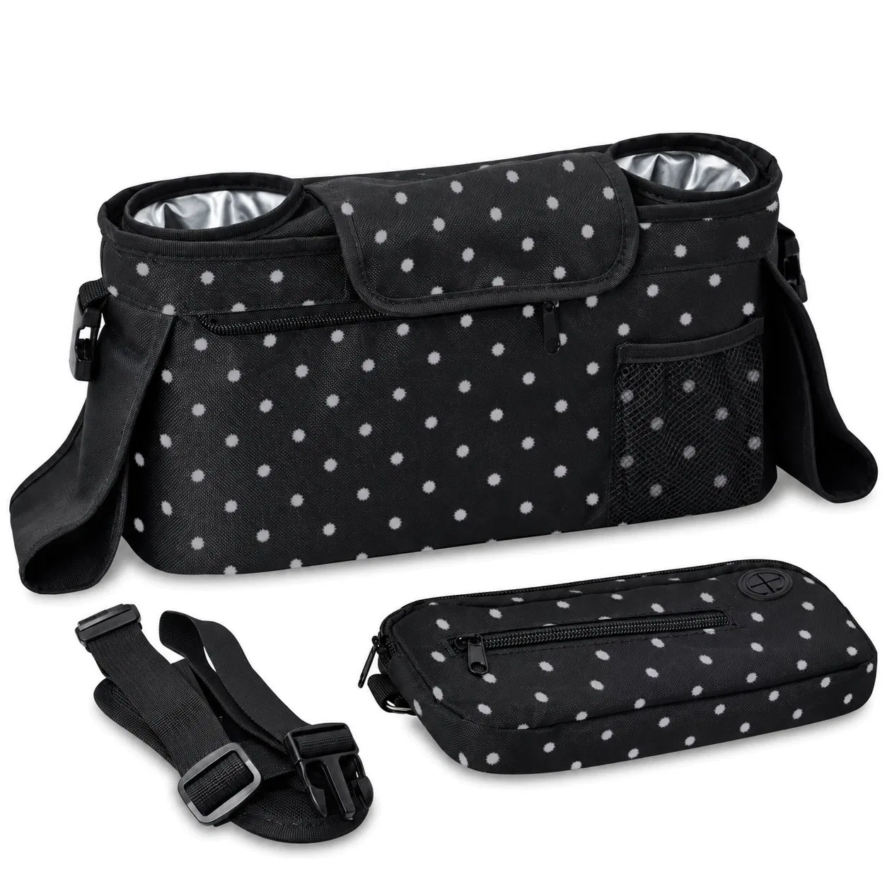 Polyester Stroller Organizer Diaper Bag with Wipe Holder and Insulated Pockets
