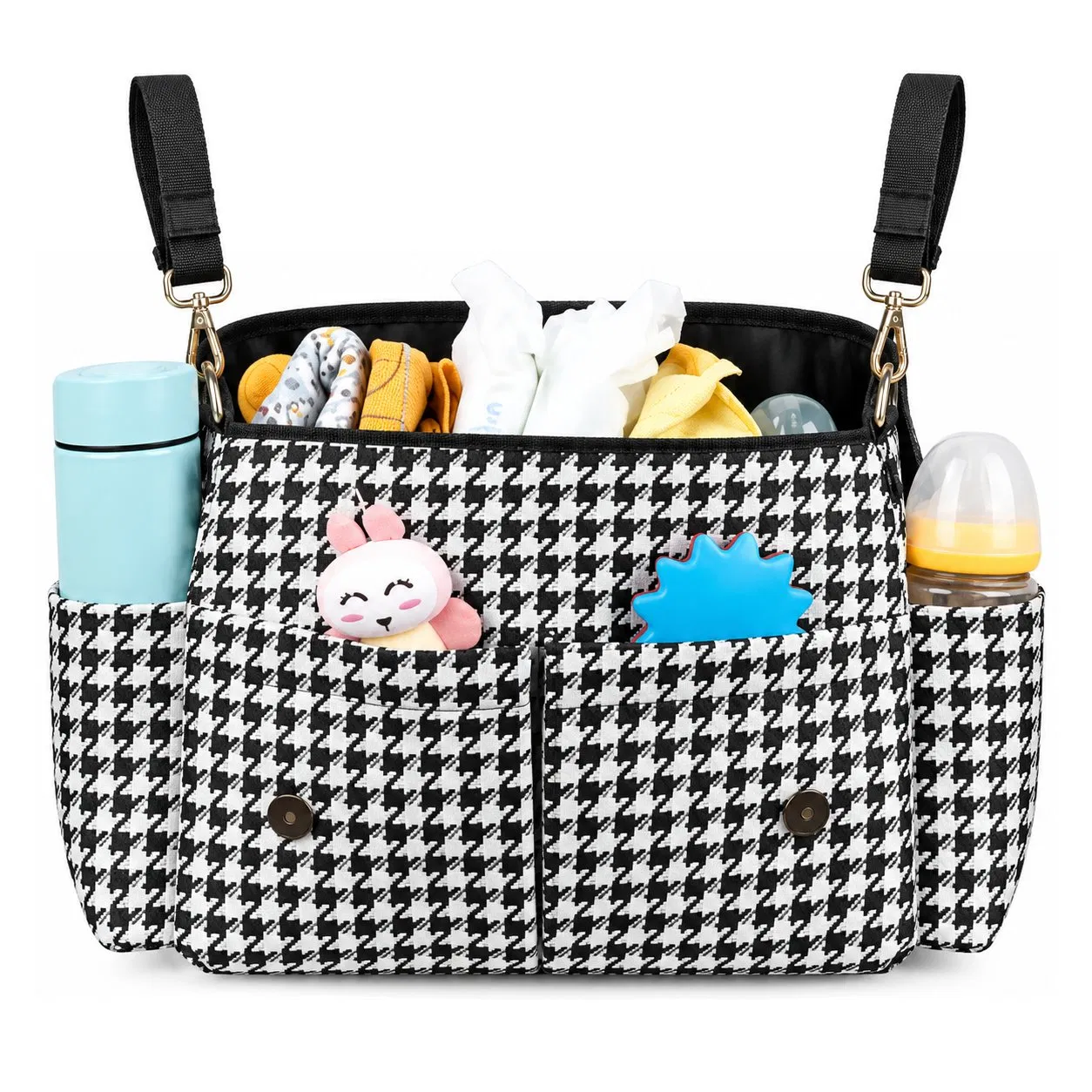 Polyester Stroller Organizer Diaper Bag with Wipe Holder and Insulated Pockets