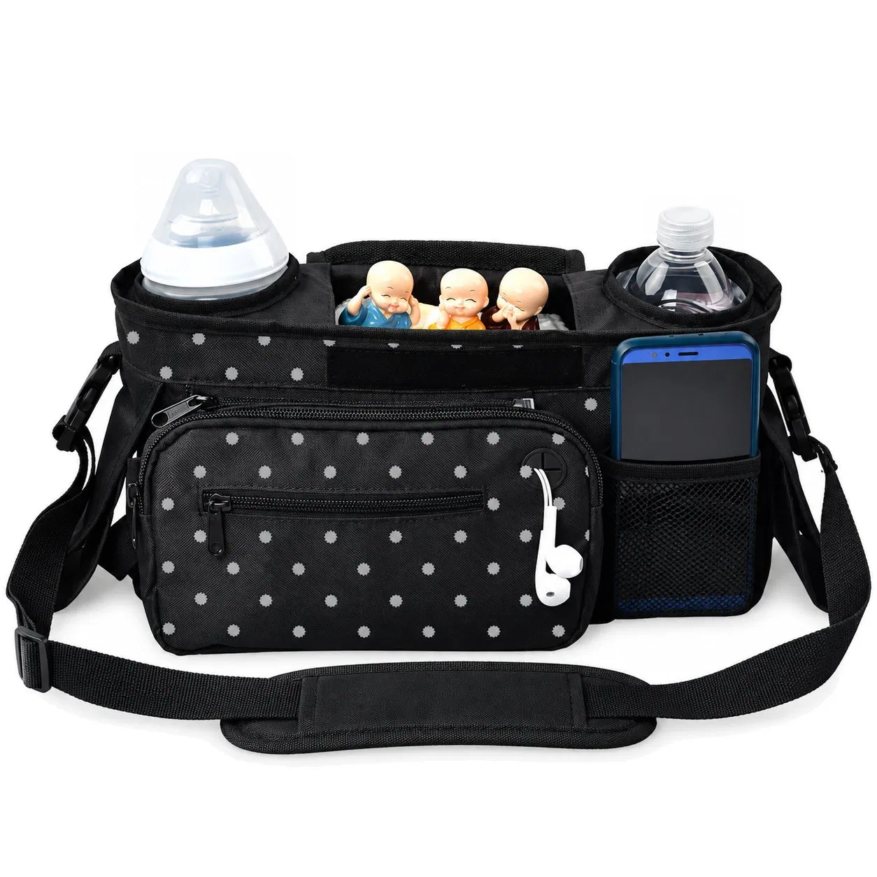 Polyester Stroller Organizer Diaper Bag with Wipe Holder and Insulated Pockets