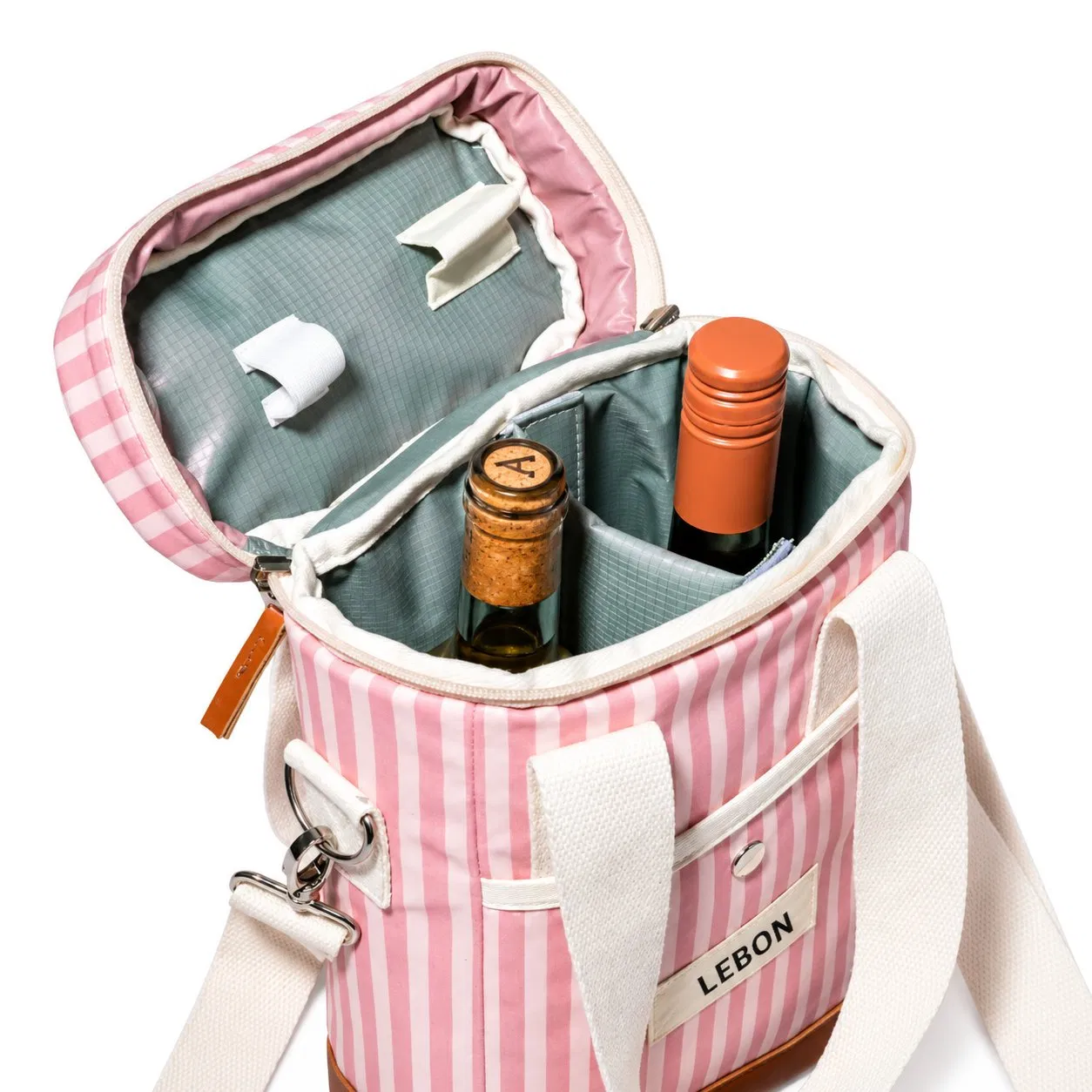 Portable Insulated Polyester Wine Cooler Bag with Shoulder Strap for Outdoor Picnics