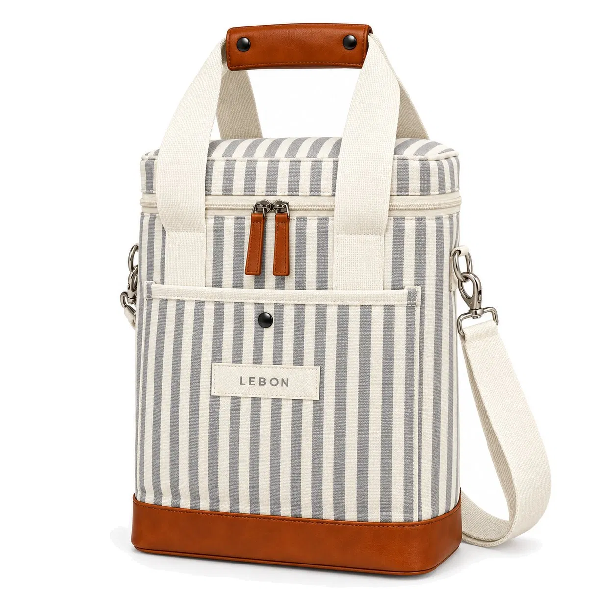Portable Insulated Polyester Wine Cooler Bag with Shoulder Strap for Outdoor Picnics