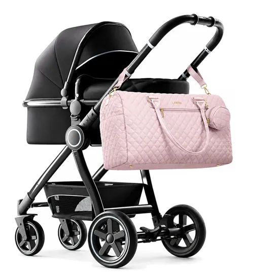 Large Capacity PU Diaper Tote Bag with Multiple Pockets for Mom Travel