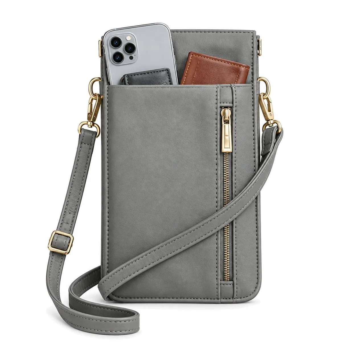 Nylon RFID Blocking Phone Crossbody Wallet with Card Slots and Detachable Neck Lanyard