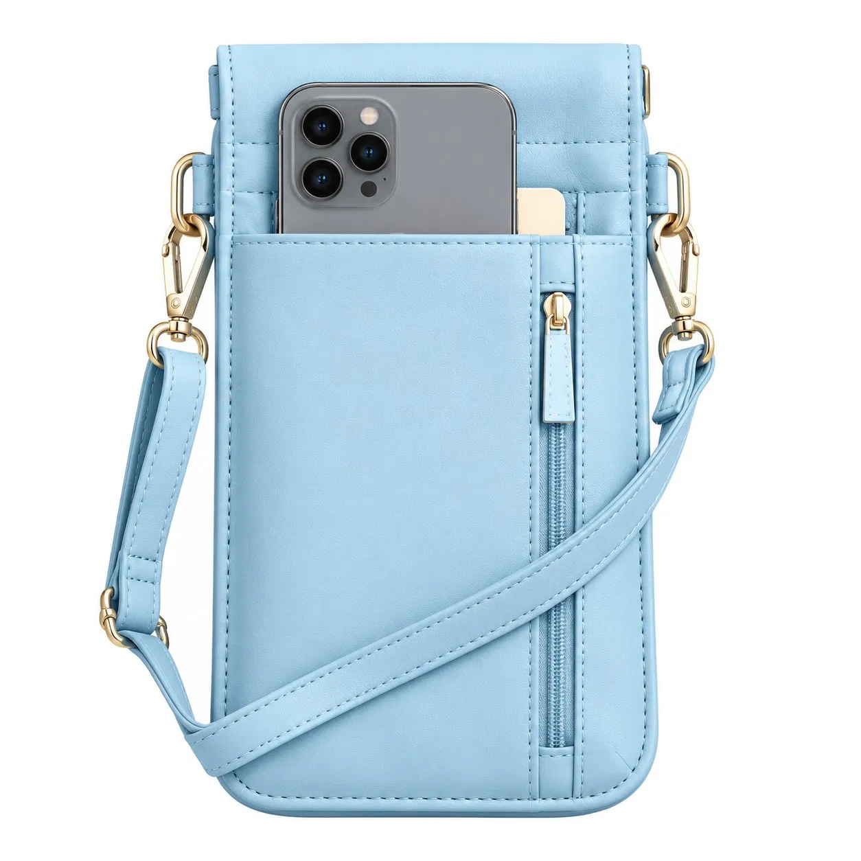 Nylon Phone Crossbody Wallet with Card Slots ID Window Neck Lanyard and Key Ring