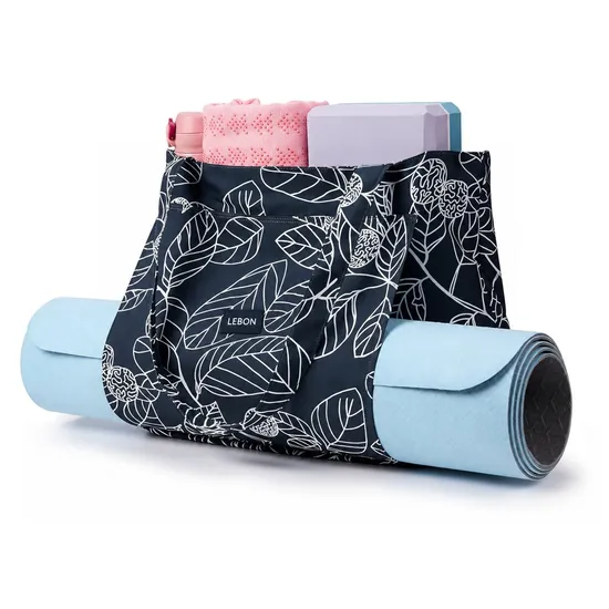 Polyester Yoga Gym Tote Bag with Detachable Mat Carrier Multi Pockets and Custom Logo