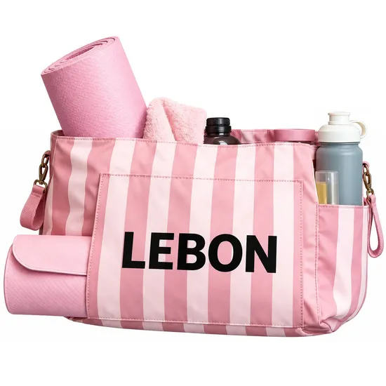 Polyester Yoga Gym Tote Bag with Detachable Mat Carrier Multi Pockets and Custom Logo