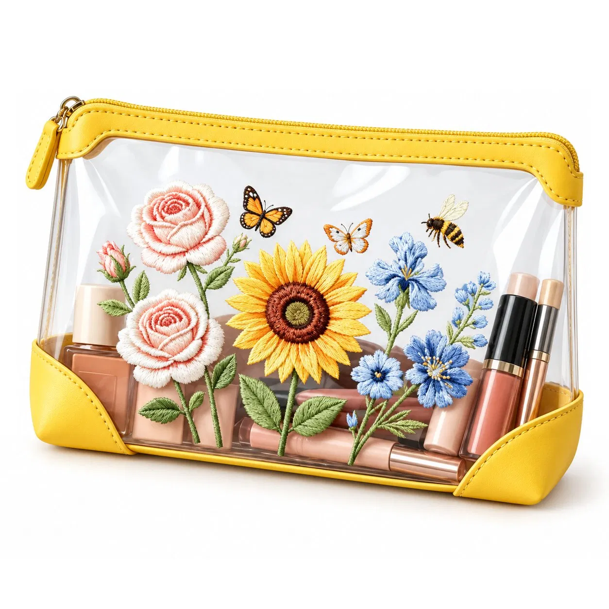 Clear Holographic TPU Cosmetic Bag with Custom Logo and Zipper