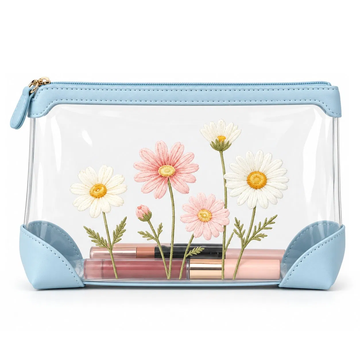 Clear Holographic TPU Cosmetic Bag with Custom Logo and Zipper