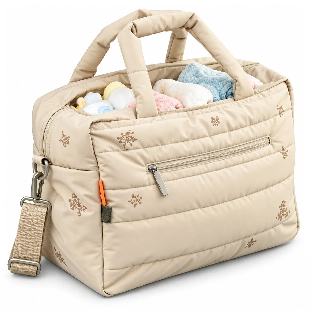 Custom Waterproof Oxford Diaper Tote Bag with Changing Pad and Stroller Clips