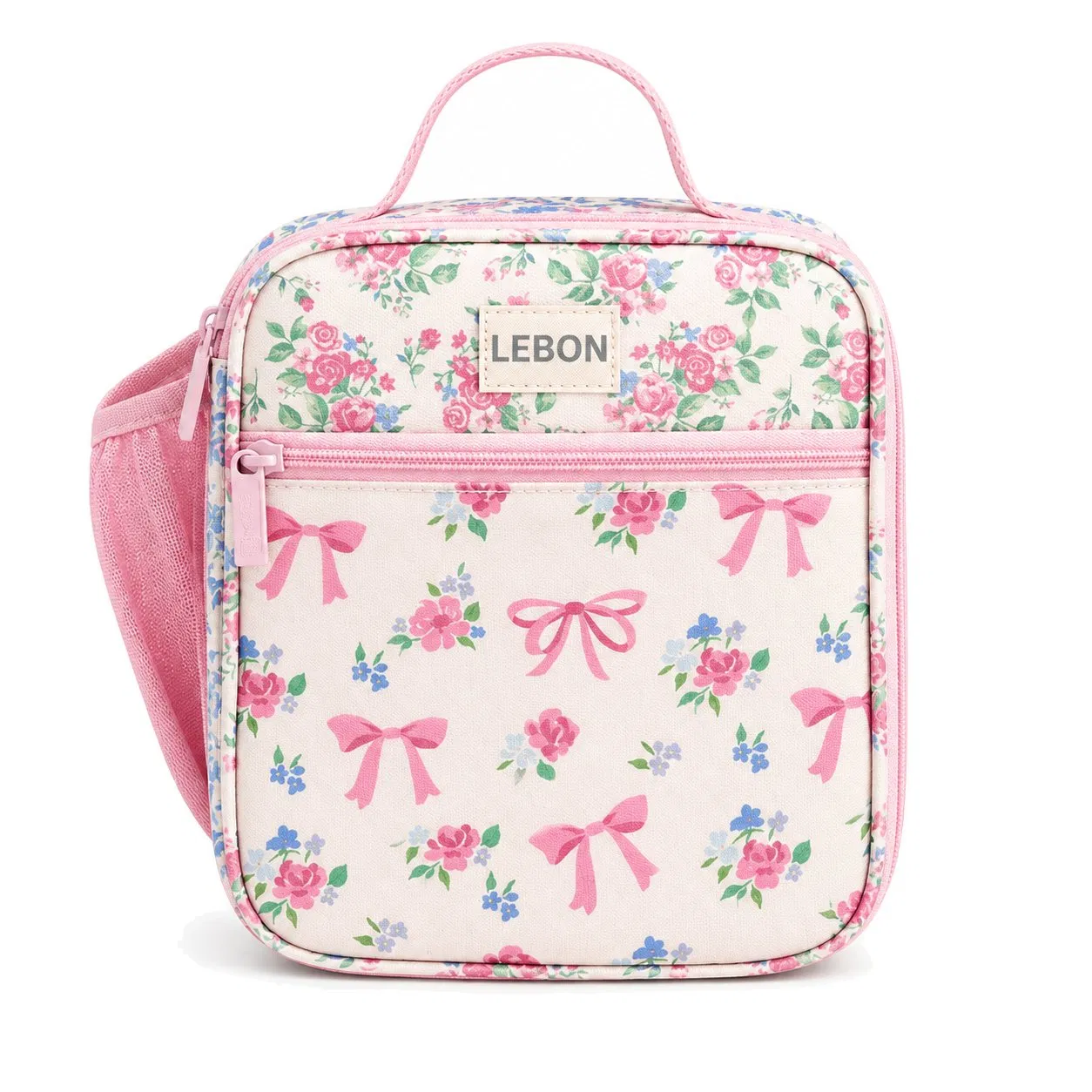 Custom Kids Insulated Lunch Tote Bag with Water Bottle Pocket for School