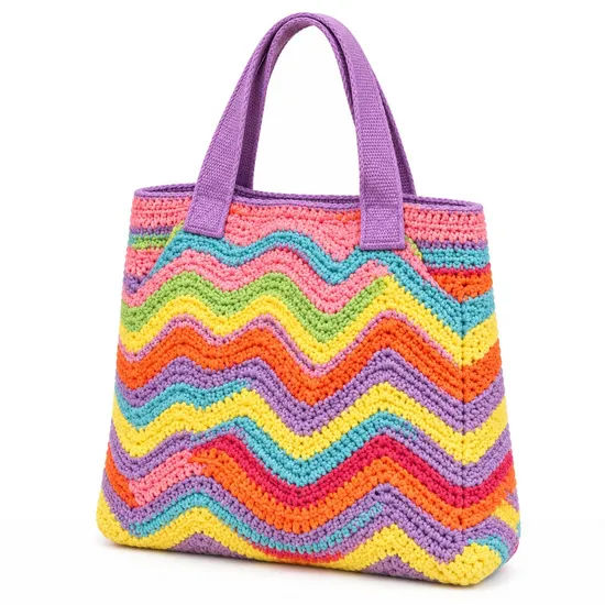 Custom Soft Knitted Tote Bag with Shoulder Straps for Summer Beach and Travel