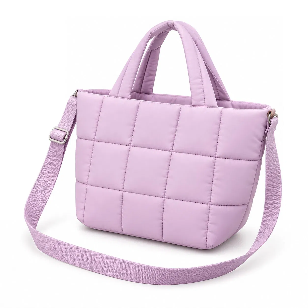 Custom Lightweight Quilted Puffer Handbag with Detachable Crossbody Strap