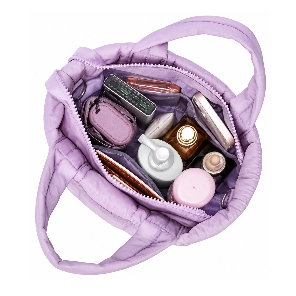 Custom Lightweight Quilted Puffer Handbag with Detachable Crossbody Strap
