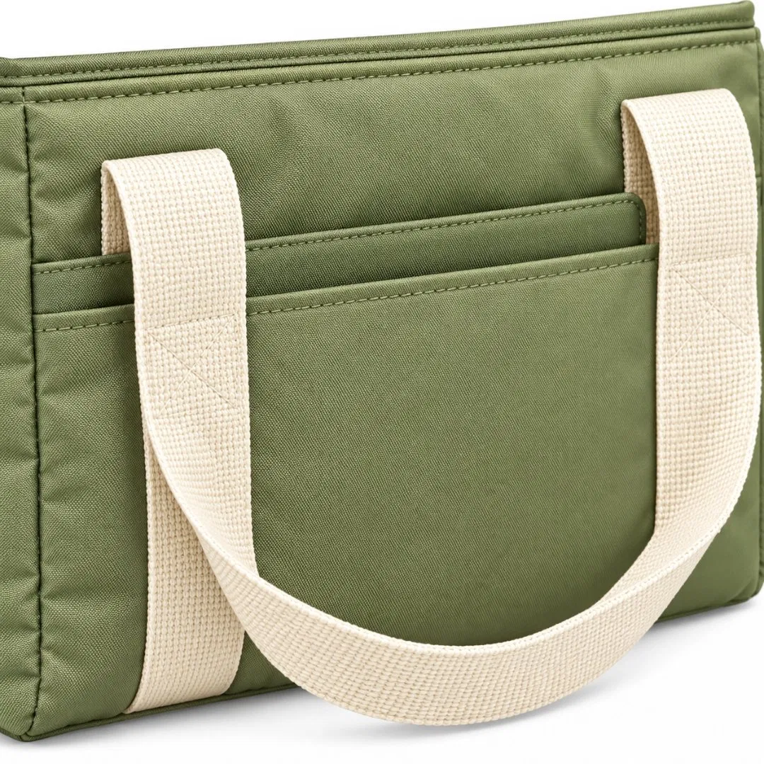 Custom Canvas Insulated Lunch Cooler Tote with PEVA Lining and Adjustable Strap