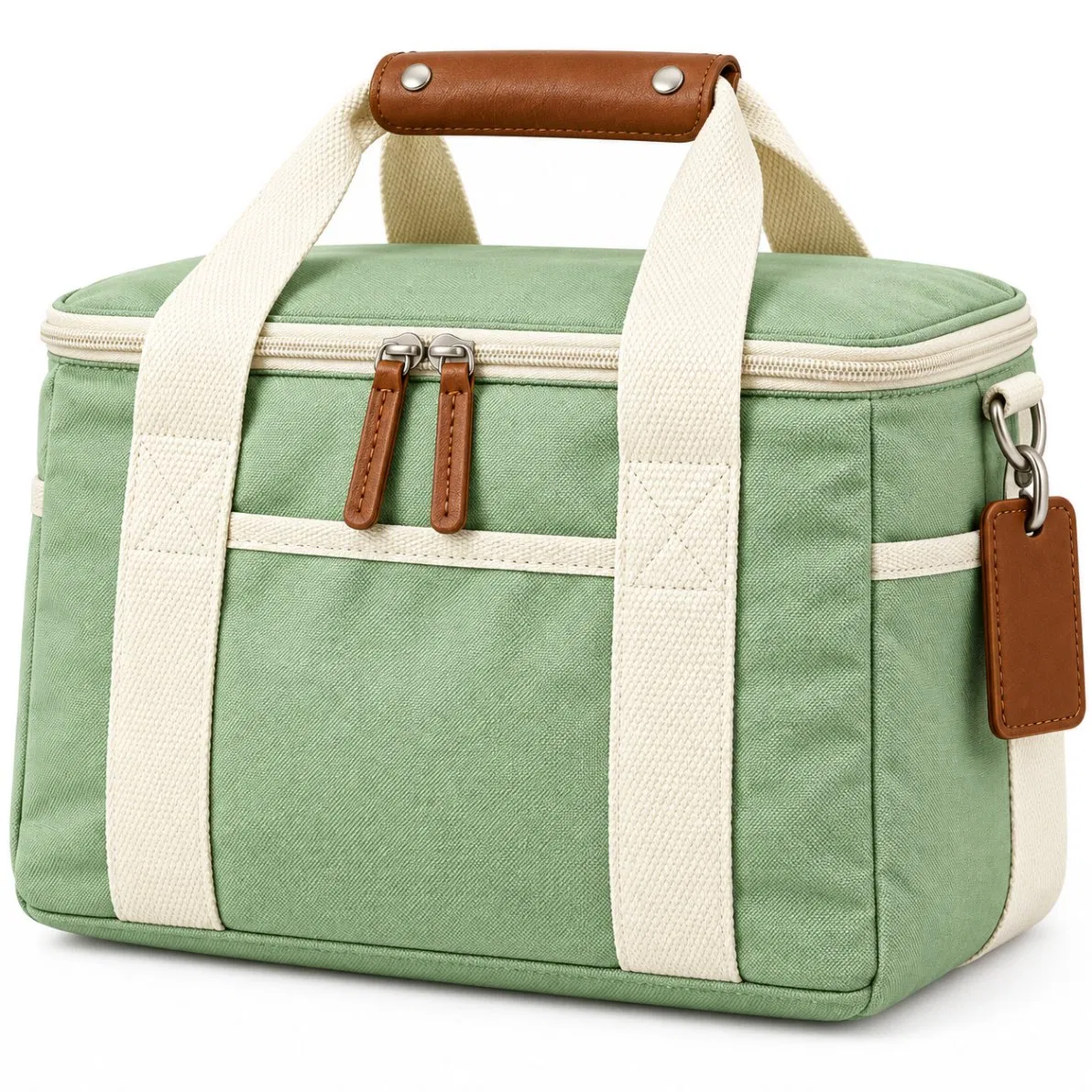 Custom Canvas Insulated Lunch Cooler Tote with PEVA Lining and Adjustable Strap