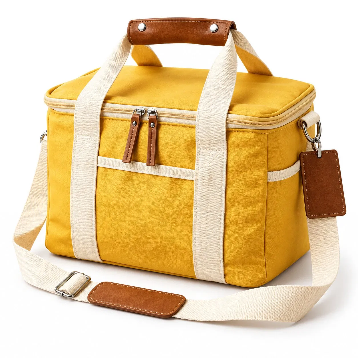 Custom Canvas Insulated Lunch Cooler Tote with PEVA Lining and Adjustable Strap