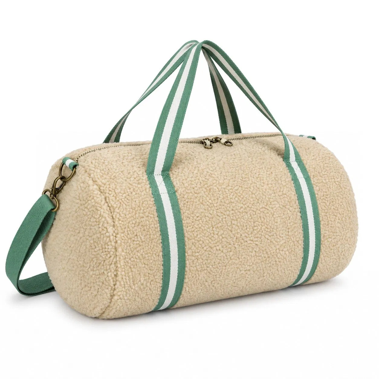 Custom Soft Teddy Fleece Tote Travel Duffel Bag Large Capacity Gym Shoulder Handbag