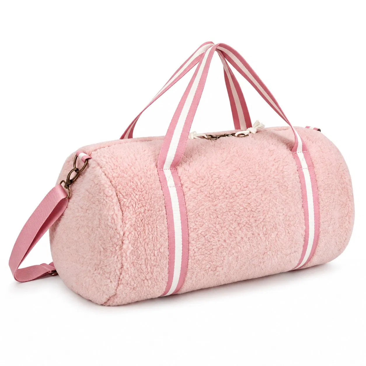 Custom Soft Teddy Fleece Tote Travel Duffel Bag Large Capacity Gym Shoulder Handbag