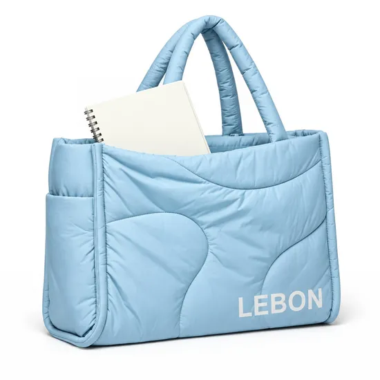 Custom Nylon Quilted Puffer Tote Bag Large Capacity Multi Pocket Shoulder Handbag for Work Travel Daily Use