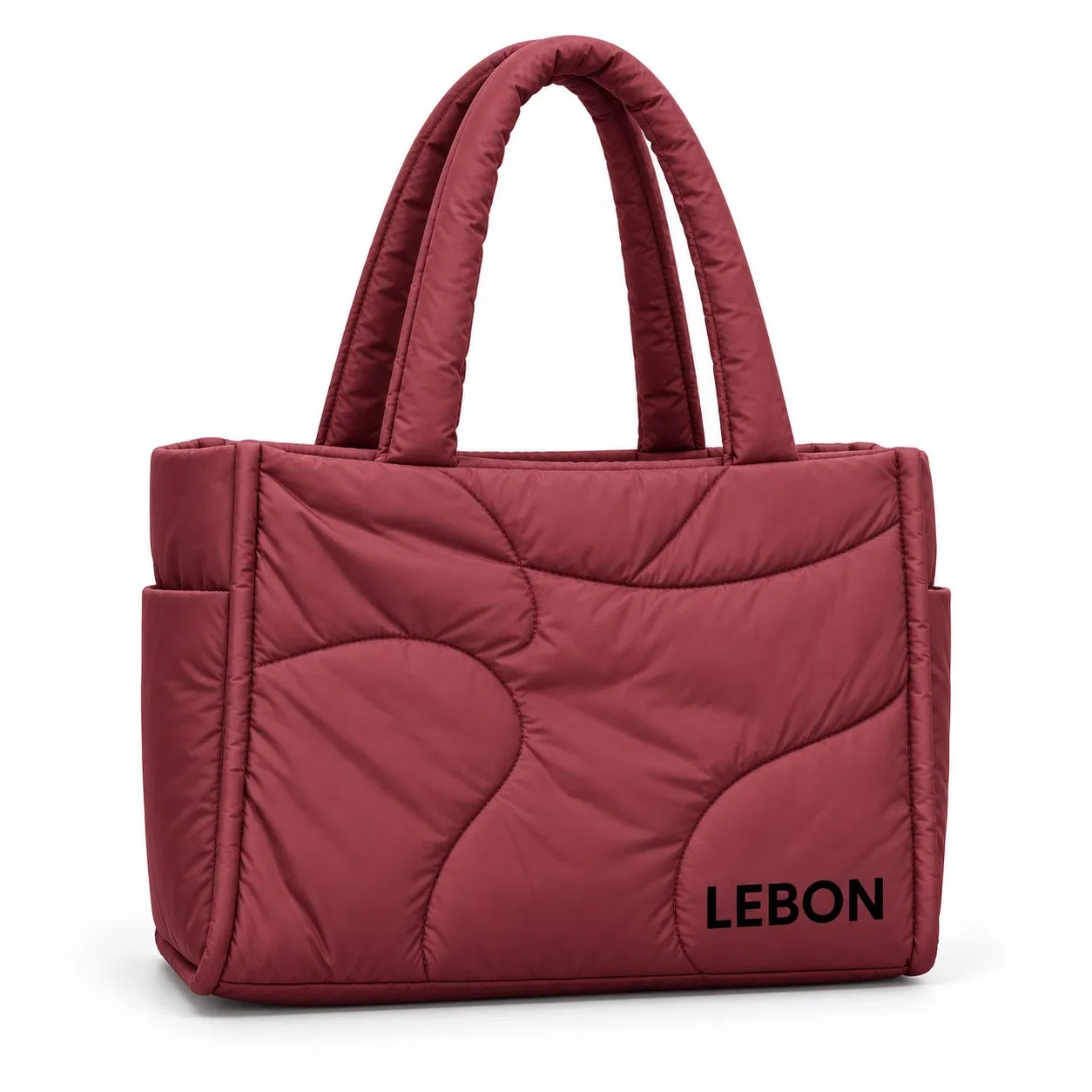 Custom Nylon Quilted Puffer Tote Bag Large Capacity Multi Pocket Shoulder Handbag for Work Travel Daily Use