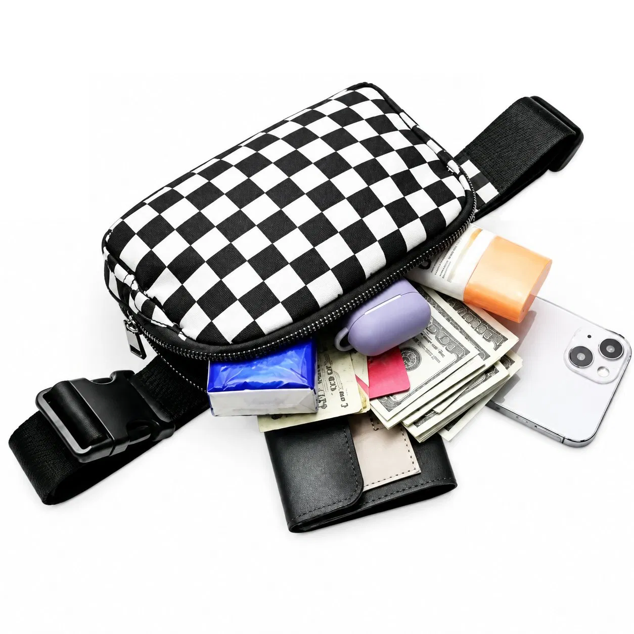 Custom Logo Nylon Waist Bag for Women Waterproof Zipper Fanny Pack for Running Hiking Travel