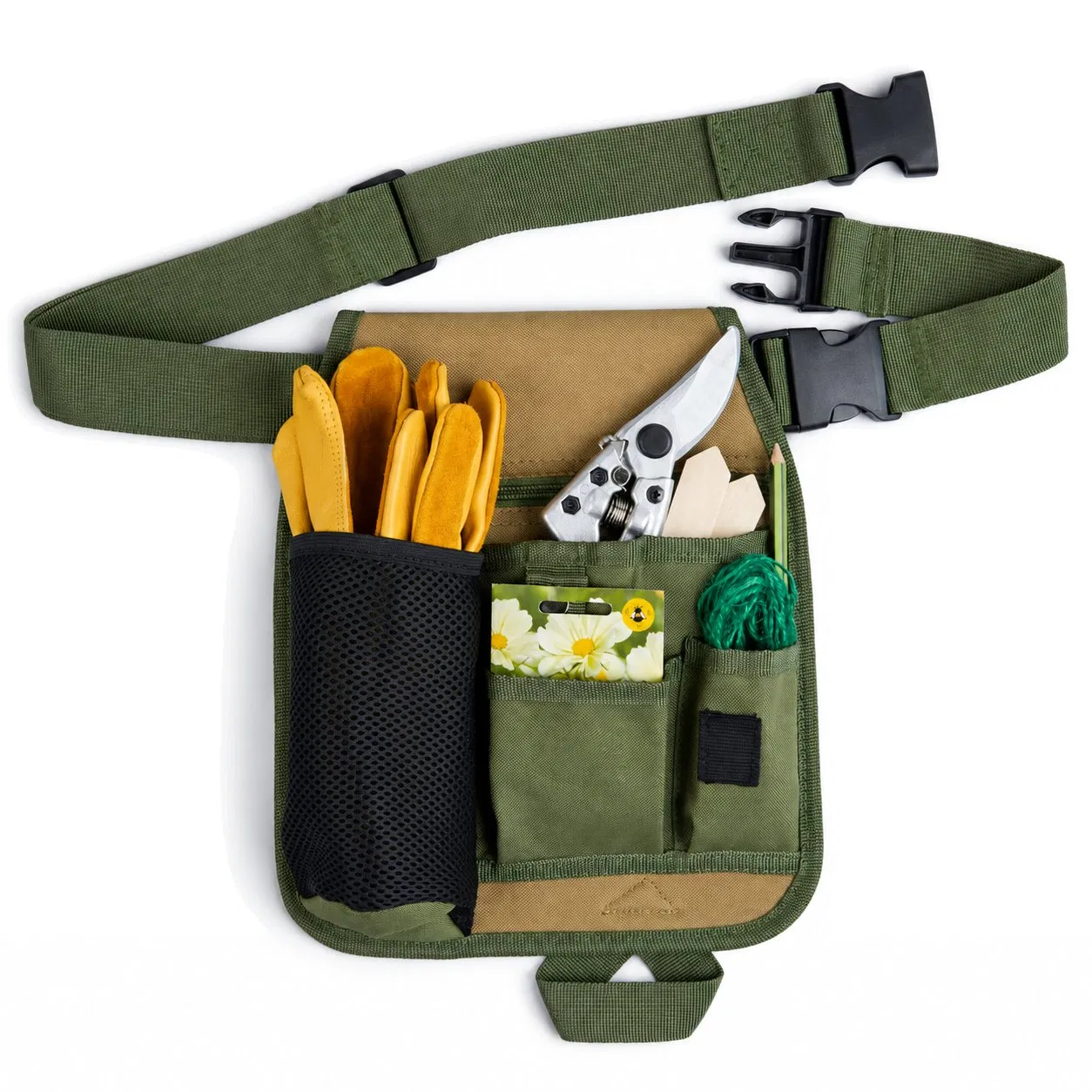 Custom Logo Garden Tool Organizer Belt Pouch Polyester Utility Apron Bag with Multiple Pockets