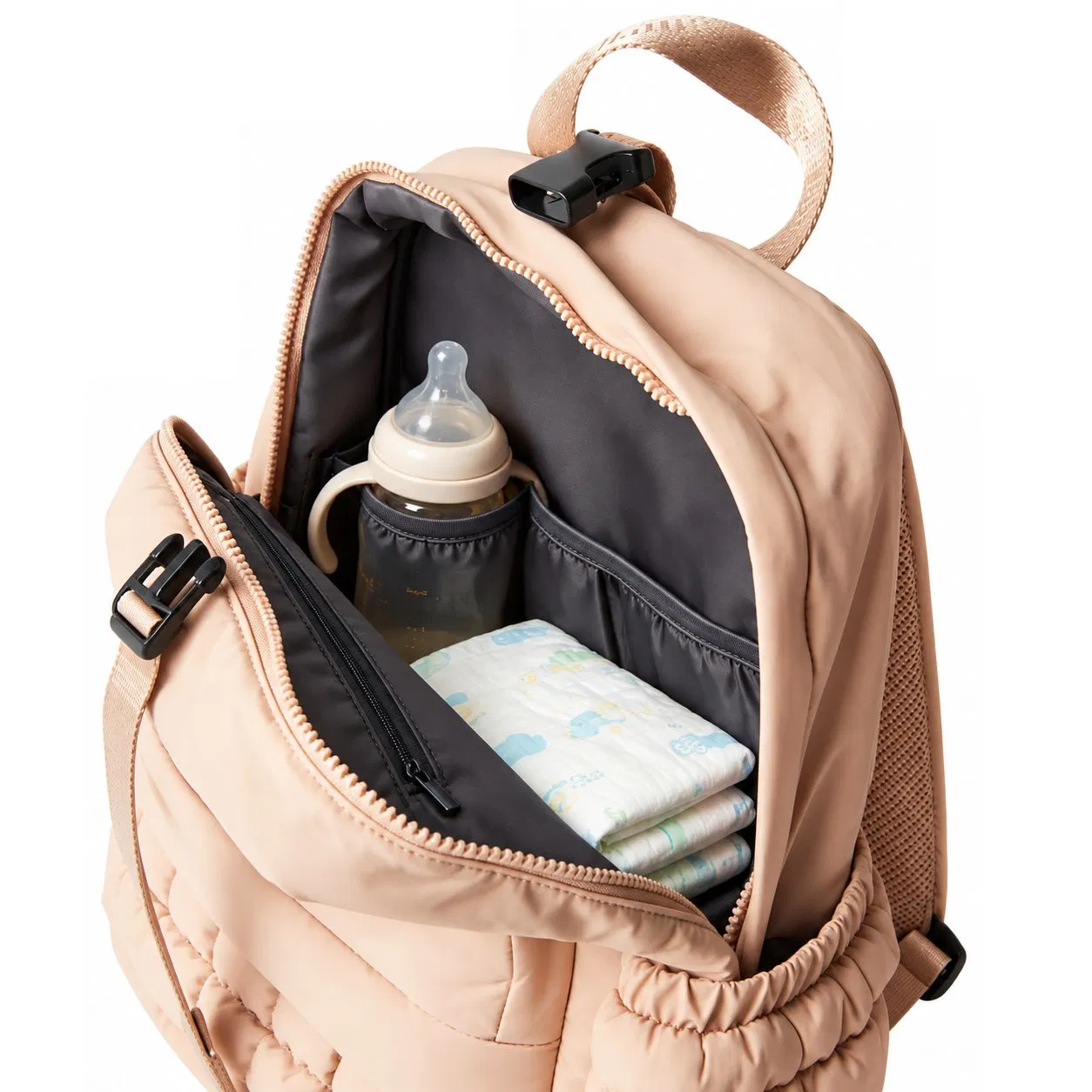 Custom Logo Nylon Diaper Backpack Large Capacity Maternity Travel Bag with Changing Pad