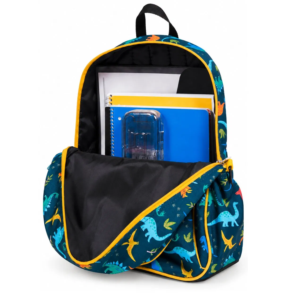 Kids Dinosaur Print School Backpack with Padded Adjustable Straps and Multiple Pockets