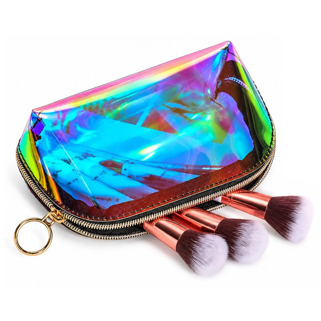 Transparent PVC Cosmetic Bag Colorful Zipper Makeup Pouch Travel Toiletry Organizer