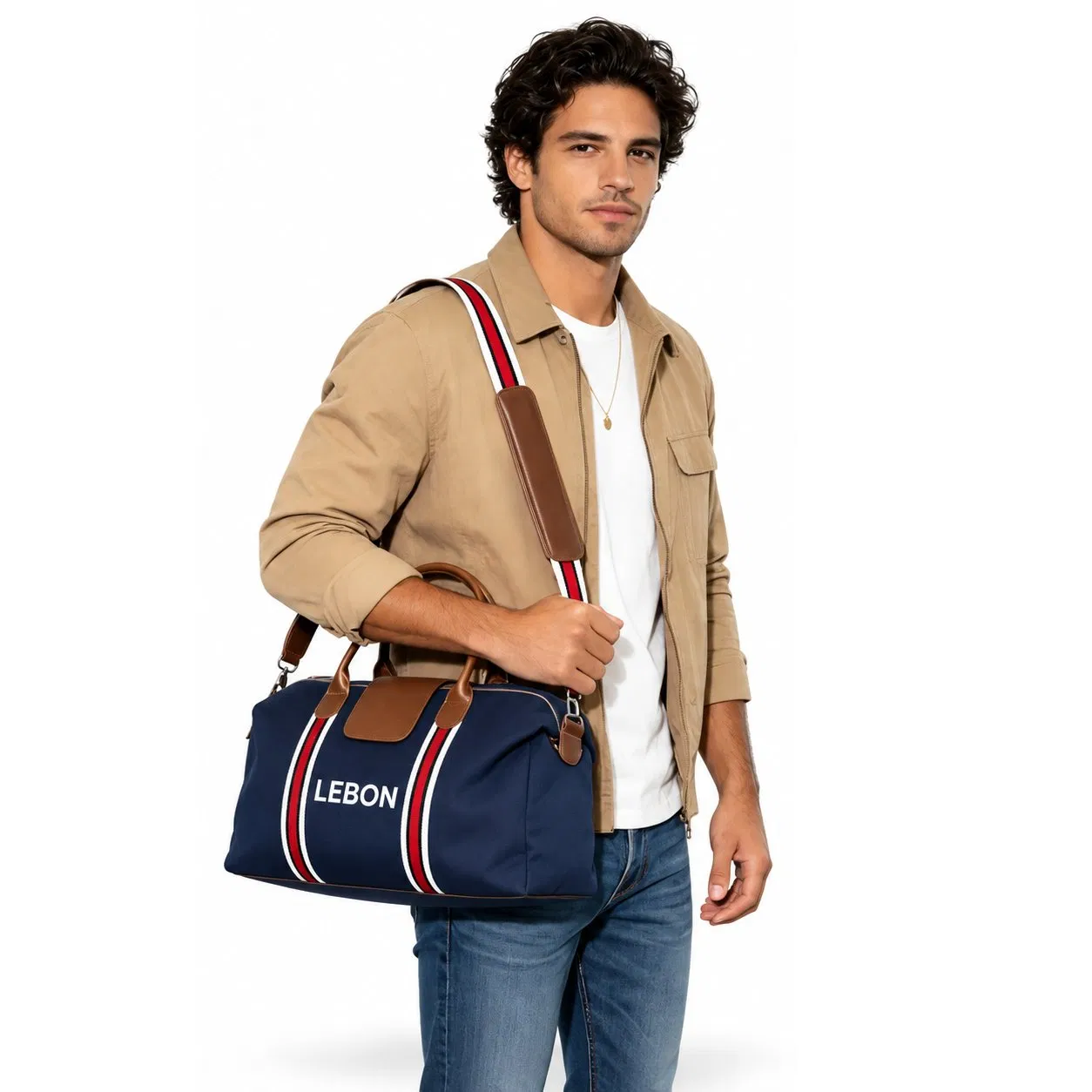 Custom Geometric Canvas Duffel Bag Large Capacity Gym Weekender Travel Bag