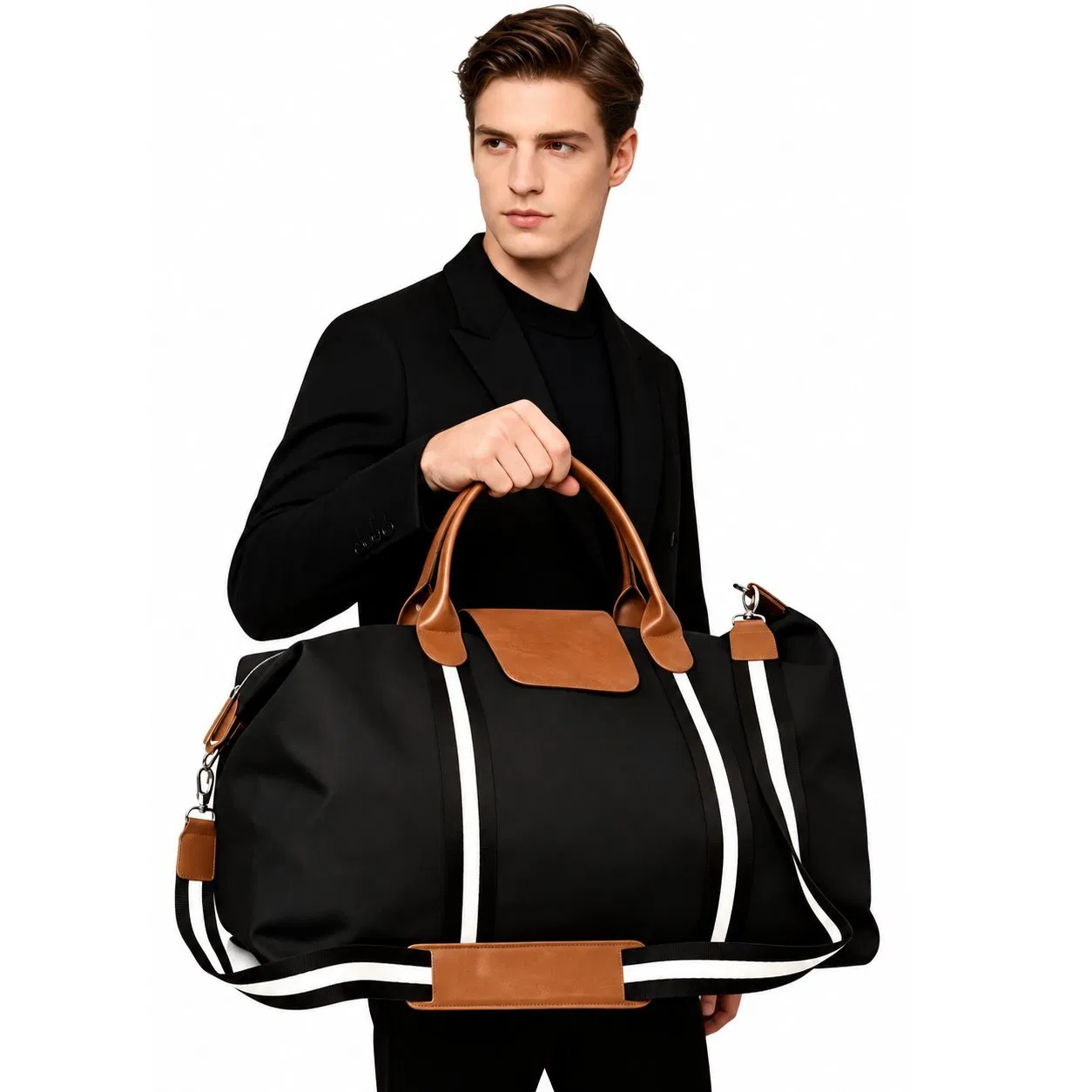 Custom Geometric Canvas Duffel Bag Large Capacity Gym Weekender Travel Bag