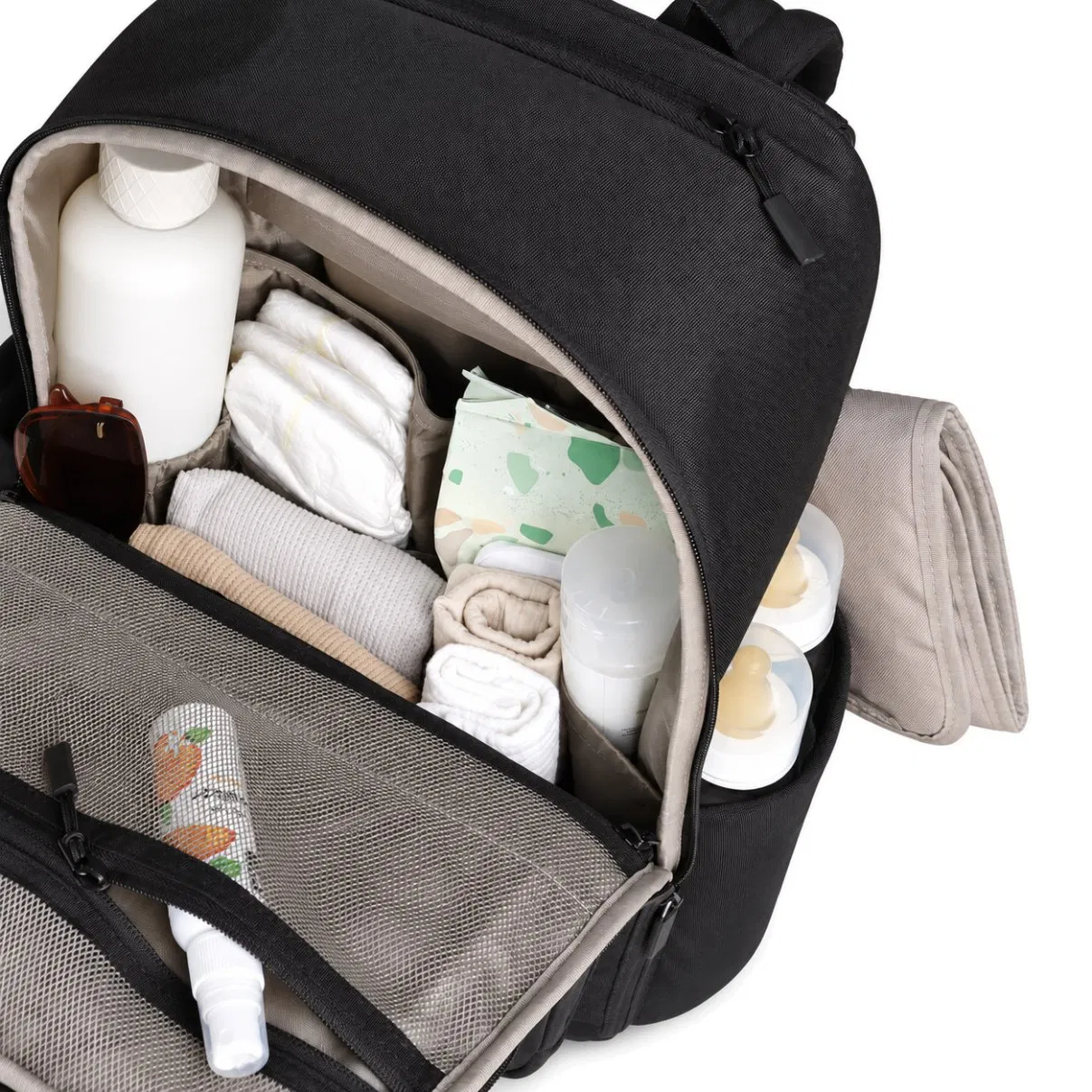 Custom Nylon Waterproof Diaper Bag Backpack Large Capacity Baby Organizer