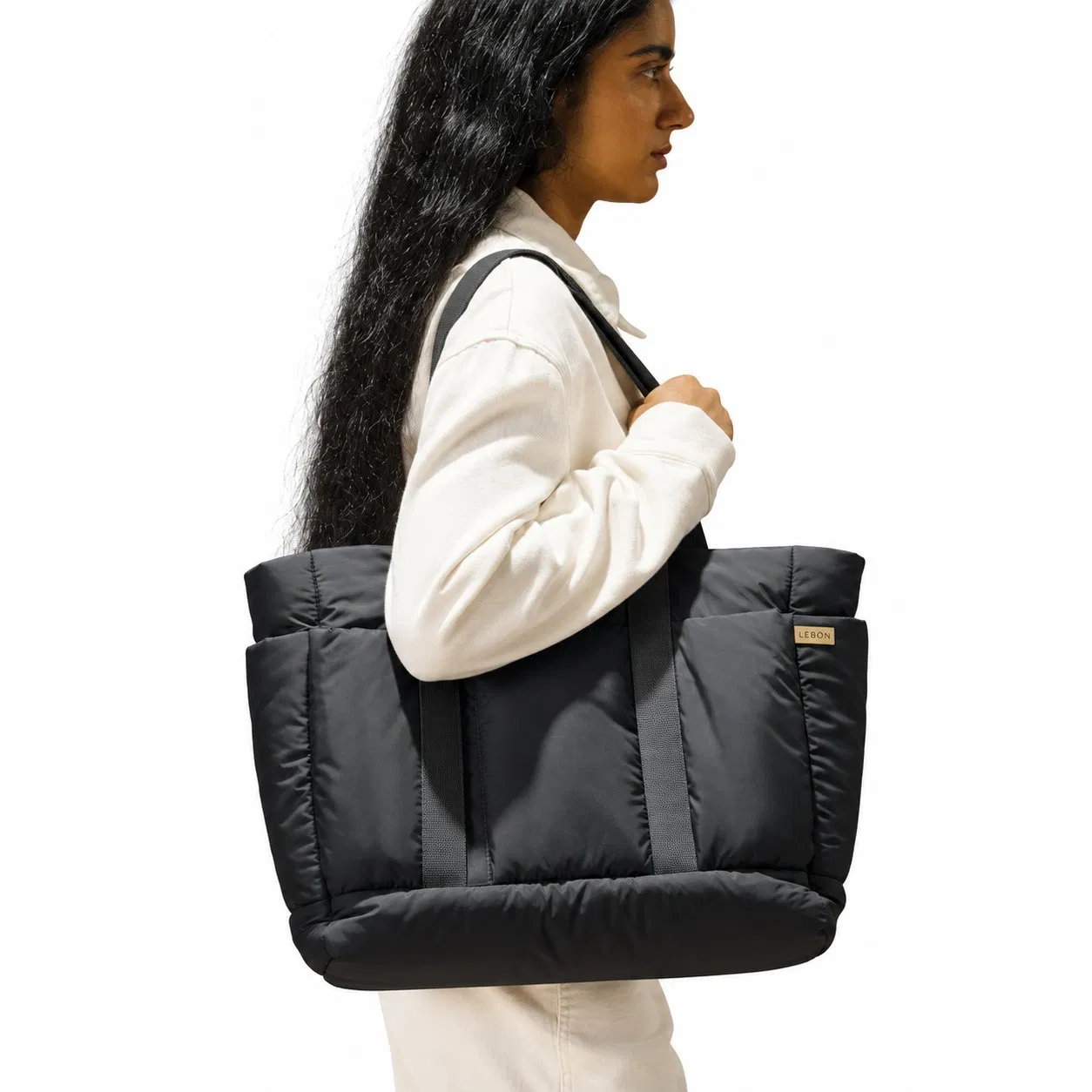 Custom Lightweight Quilted Nylon Puffy Tote Bag Women Padded Shoulder Handbag
