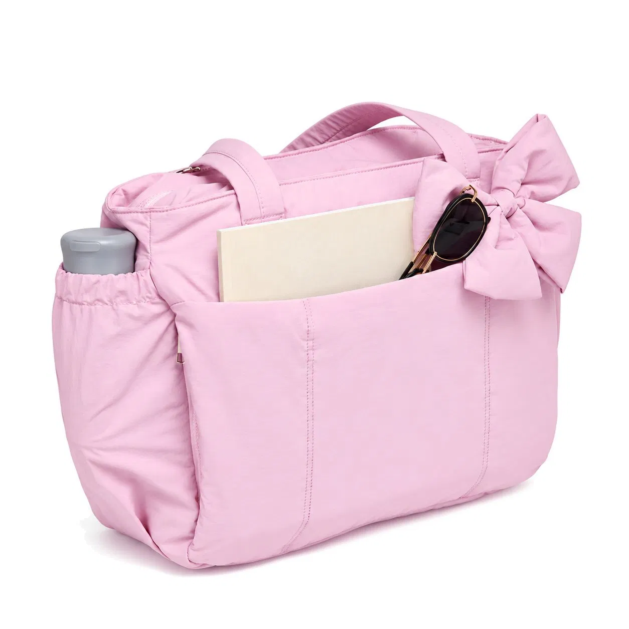 Lightweight Quilted Nylon Puffy Tote Bag with Shoulder Luggage Strap for Laptop Work Travel