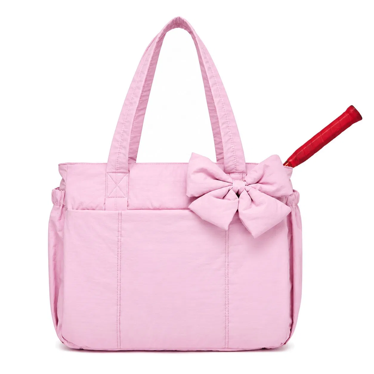 Lightweight Quilted Nylon Puffy Tote Bag with Shoulder Luggage Strap for Laptop Work Travel
