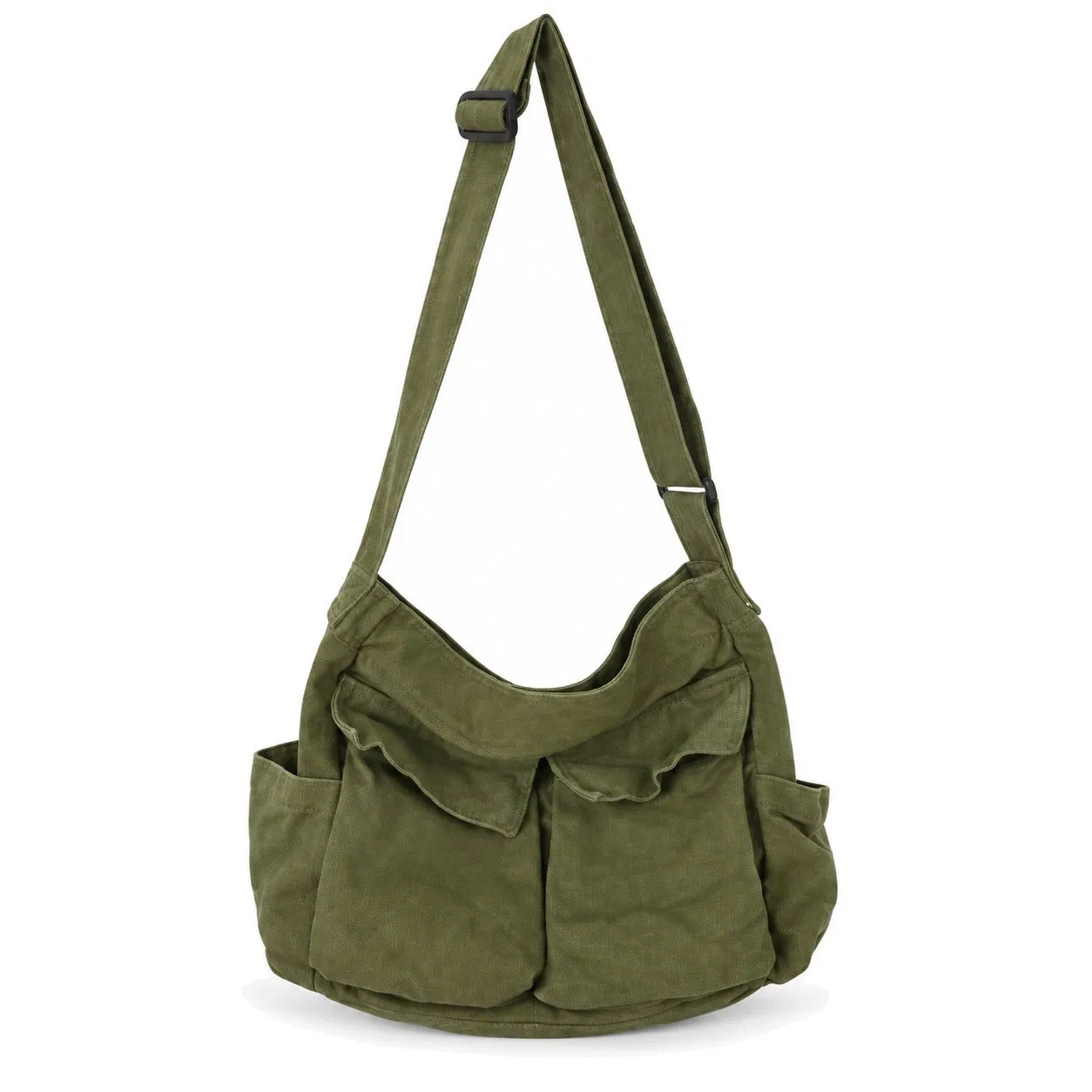 Canvas Messenger Hobo Crossbody Shoulder Bag with Pockets Adjustable Strap for Daily Travel