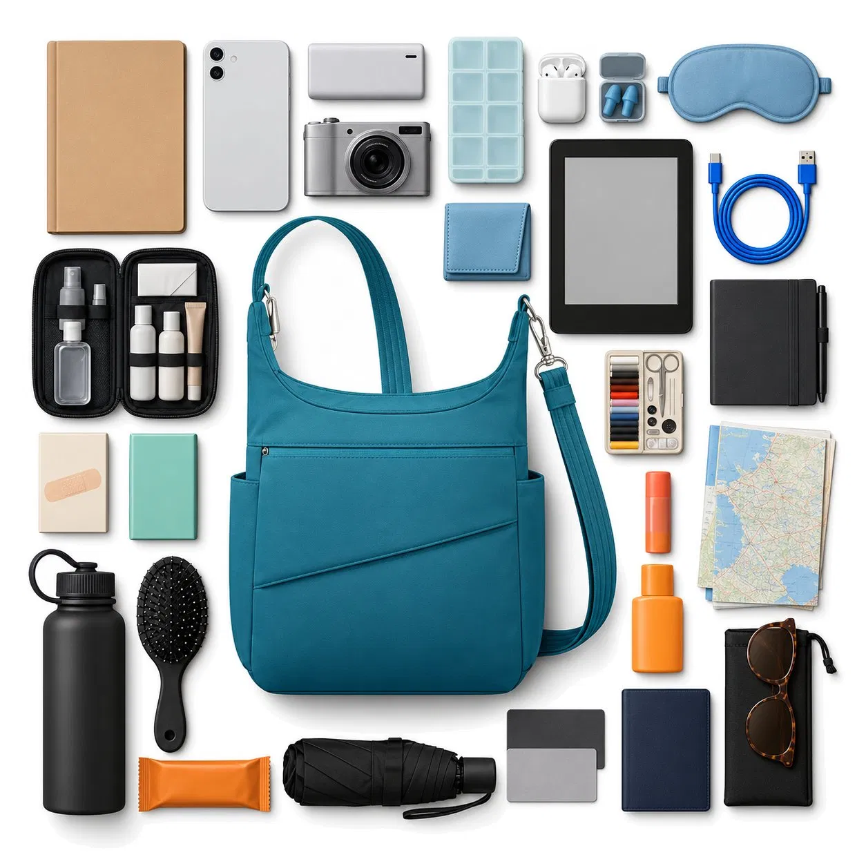 Custom Nylon Travel Crossbody Messenger Bag for Women with Adjustable Strap and Organized Pockets