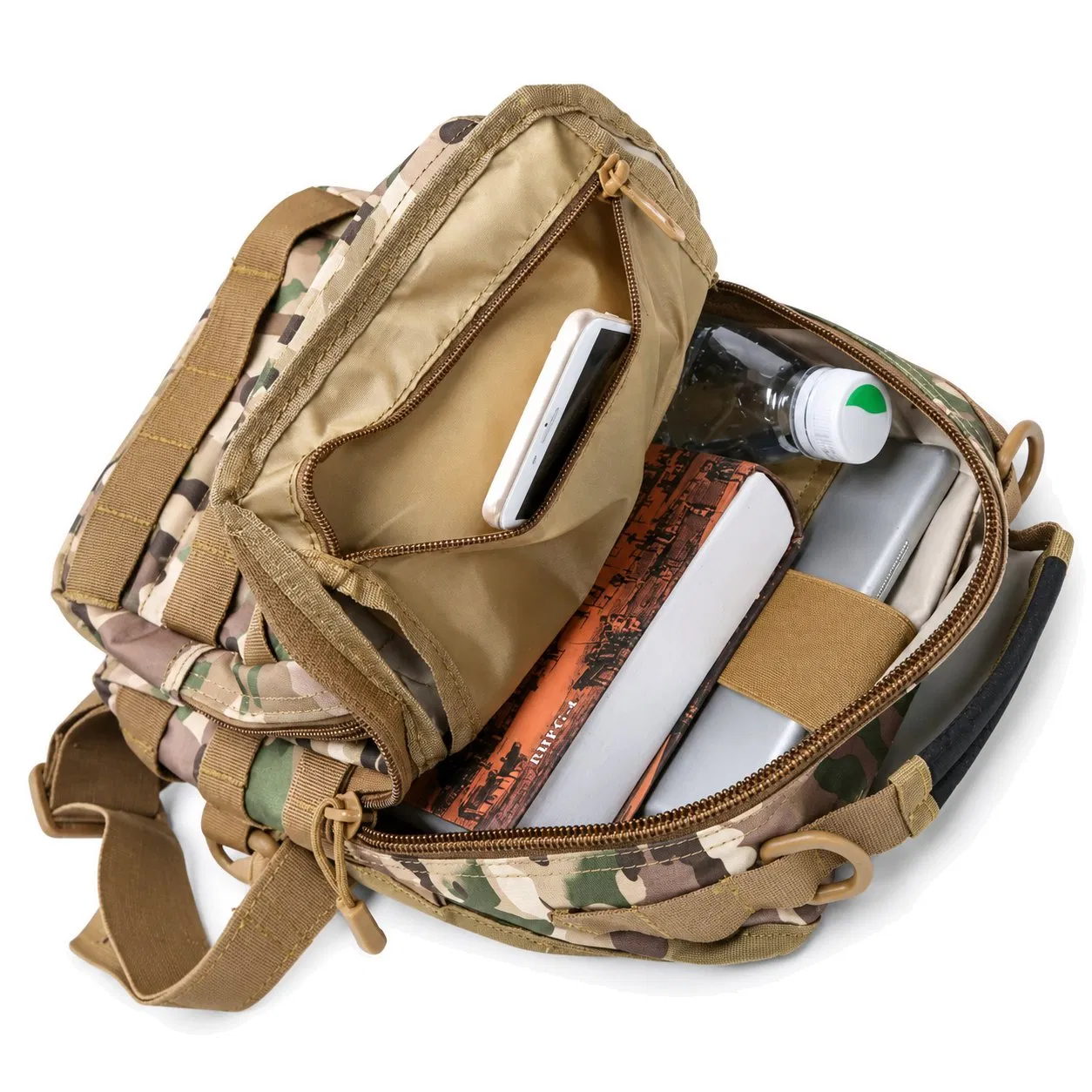 Portable Oxford Tactical Chest Bag with Adjustable Strap and Molle System for Hiking