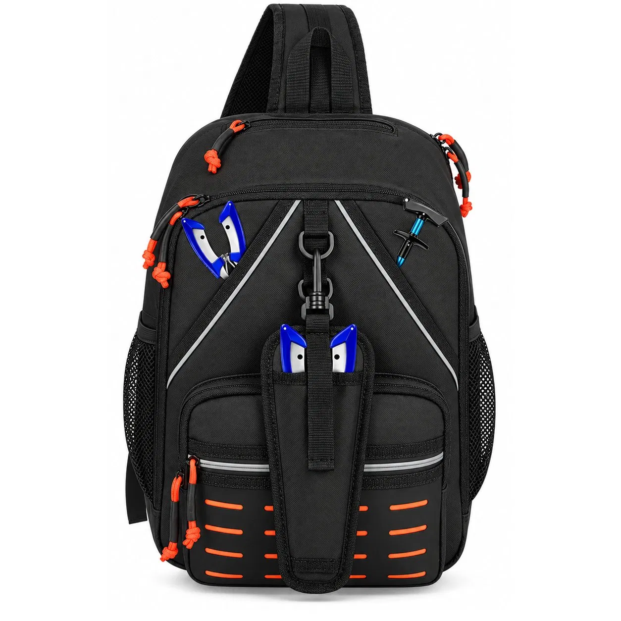 900d Oxford Waterproof Fishing Tackle Sling Bag with Adjustable Strap and Multi Compartments
