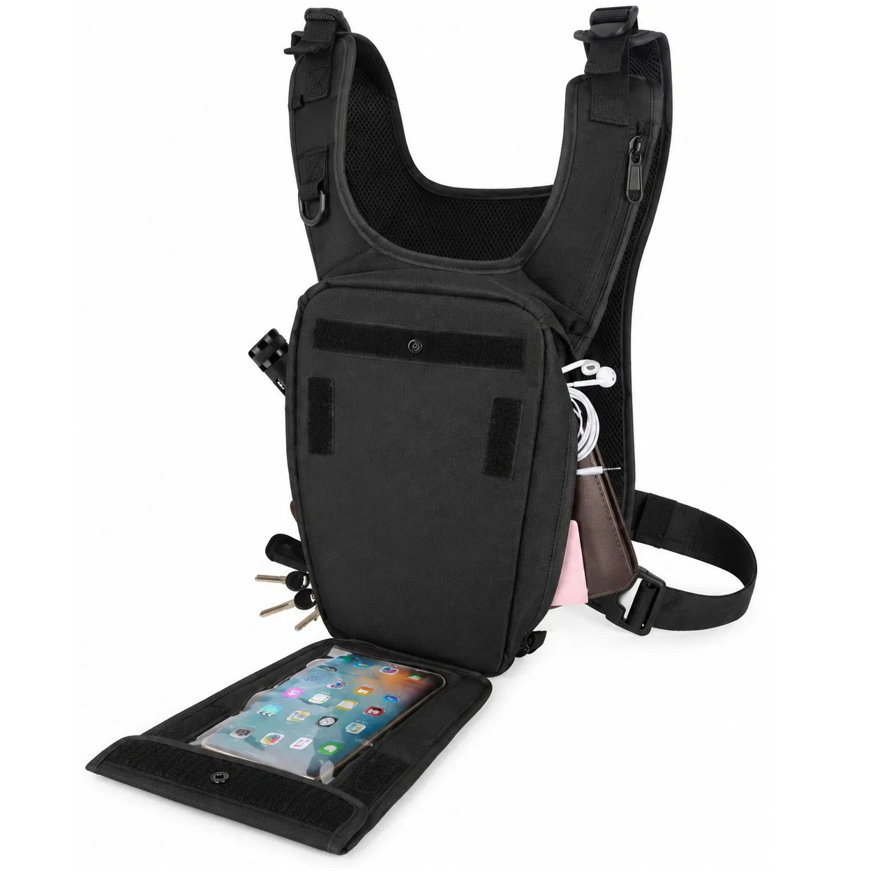 Portable Running Hydration Storage Vest with Adjustable Chest Straps and Phone Pocket
